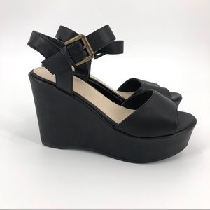 Forever 21 Black Wedge Sandals